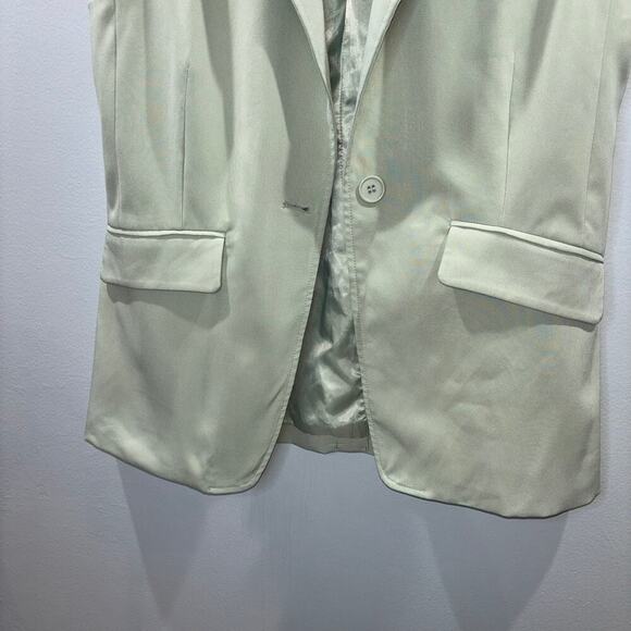 Avec Les Filles Women’s Cutaway One Button Sleeveless Vest Jacket Green Large - Picture 7 of 16